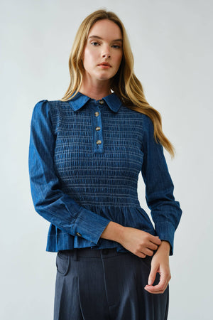Denim Charm Peplum Blouse