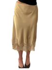 Gold Lace-Trim Slip Skirt