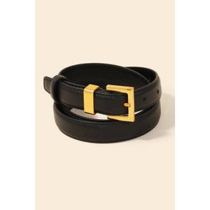 Leather Square Buckle Belt | Black