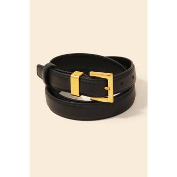 Leather Square Buckle Belt | Black