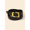 Leather Square Buckle Belt | Black