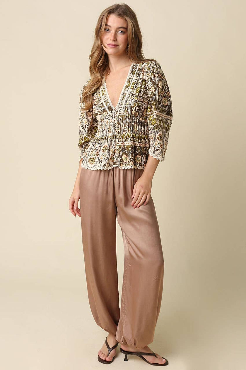 Jodi Elastic Hem Satin Pants