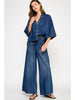 Drawstring Wide Denim Pant