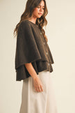 Button Closure Cape Cardigan | Espresso