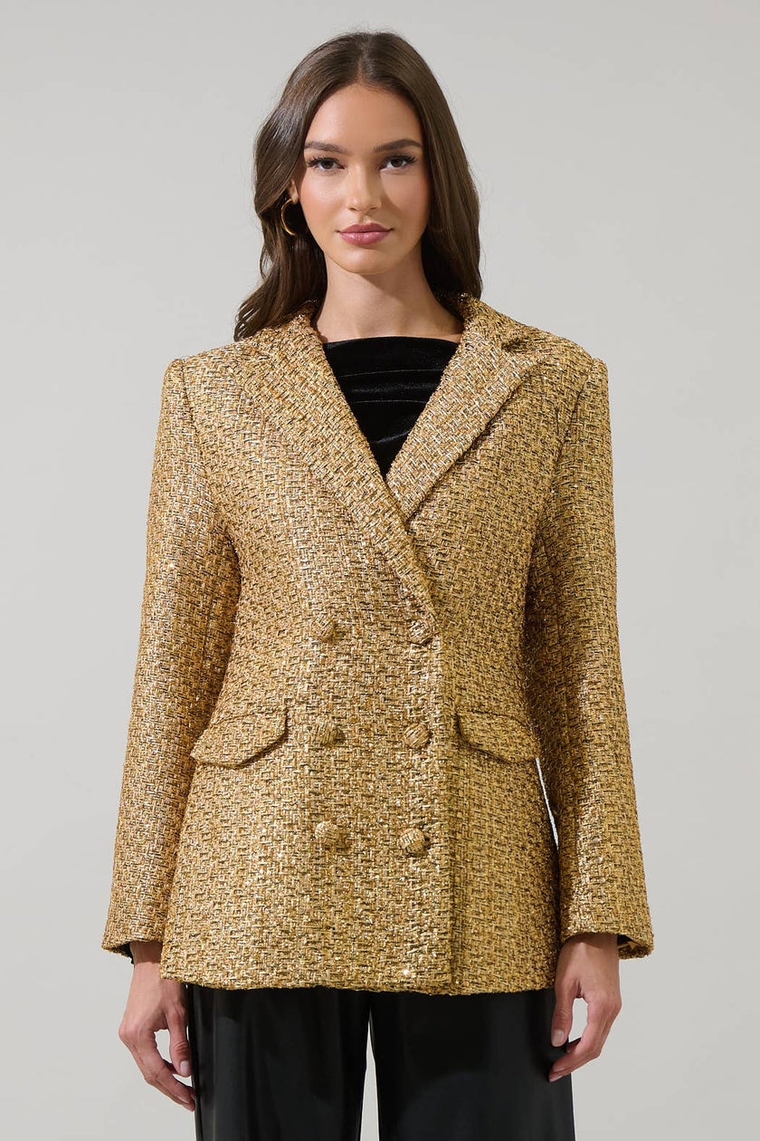 Tamary Tweed Vesta Collared Blazer