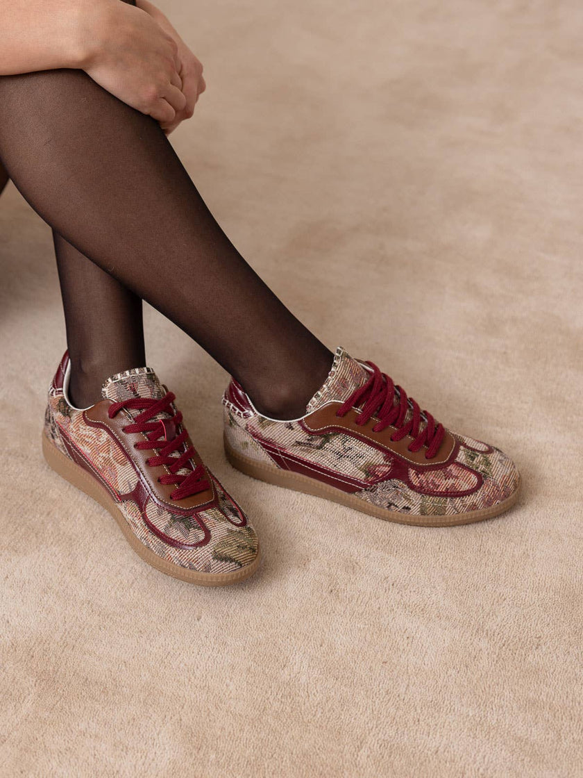 The Dalia | Mauve Tapestry Lace Up Sneaker