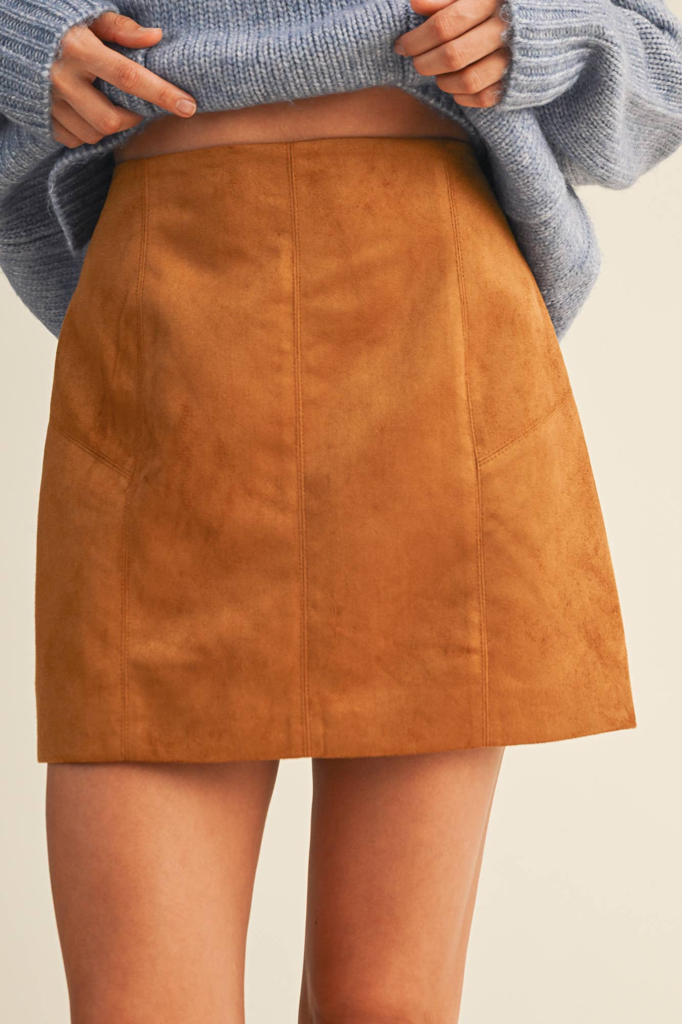 Fitted Suede Mini Skirt | Chestnut