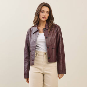 Vegan Leather Jacket | Bordeaux
