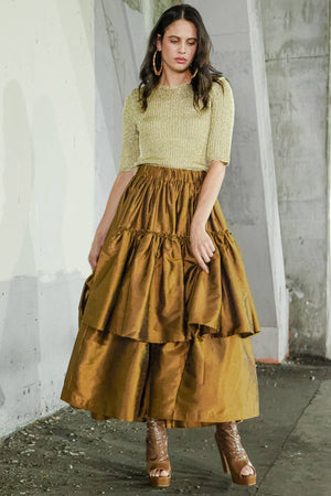 Metallic Coated Open Back Knit Top