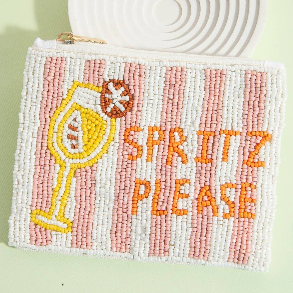 Spritz Please Stripped Seed Beaded Coin Purse
