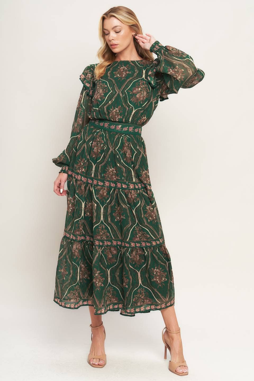 Printed Woven Midi Dress