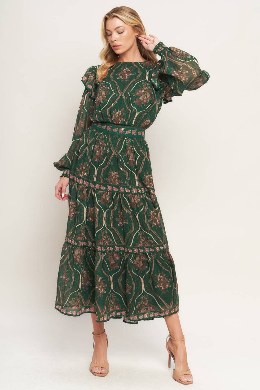 Printed Woven Midi Dress