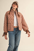 Floral Quilted Jacket Ribbon Sleeve