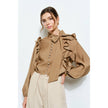 Soft Wool Blouse with Bow Tie & Pearl Buttons