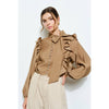 Soft Wool Blouse with Bow Tie & Pearl Buttons