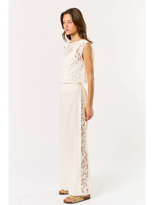 Linen & Lace Crop Top & Pant Set
