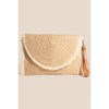 Paper Braided Round Flat Envelope Clutch Bag | Brown