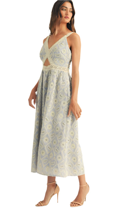 Embroidered Cutout Midi