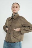 Faux Suede Collared Short Jacket