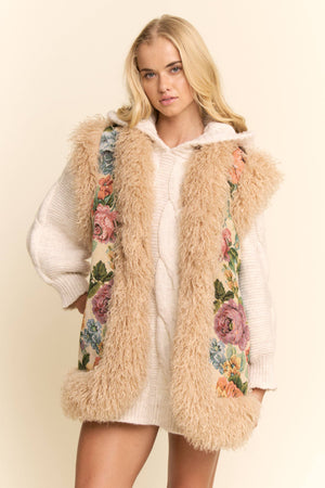 Jacquard Bodice Faux Fur Vest