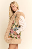 Jacquard Bodice Faux Fur Vest