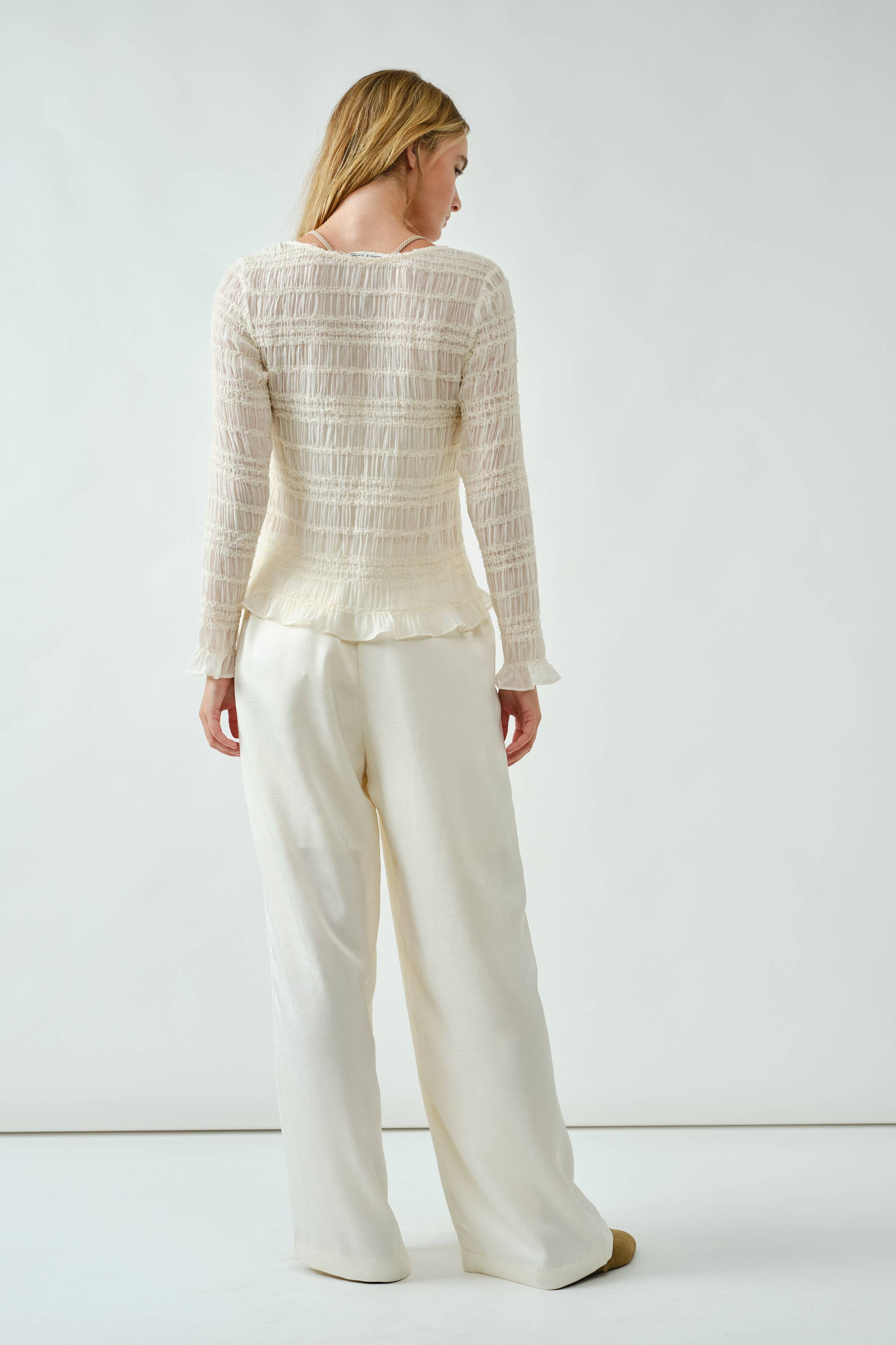 Crinkle Satin Wide-Leg Pants