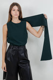 Soft Woven Sleeveless Blouse with Scarf