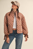 Floral Quilted Jacket Ribbon Sleeve