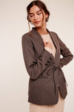 Belted Houndstooth Blazer