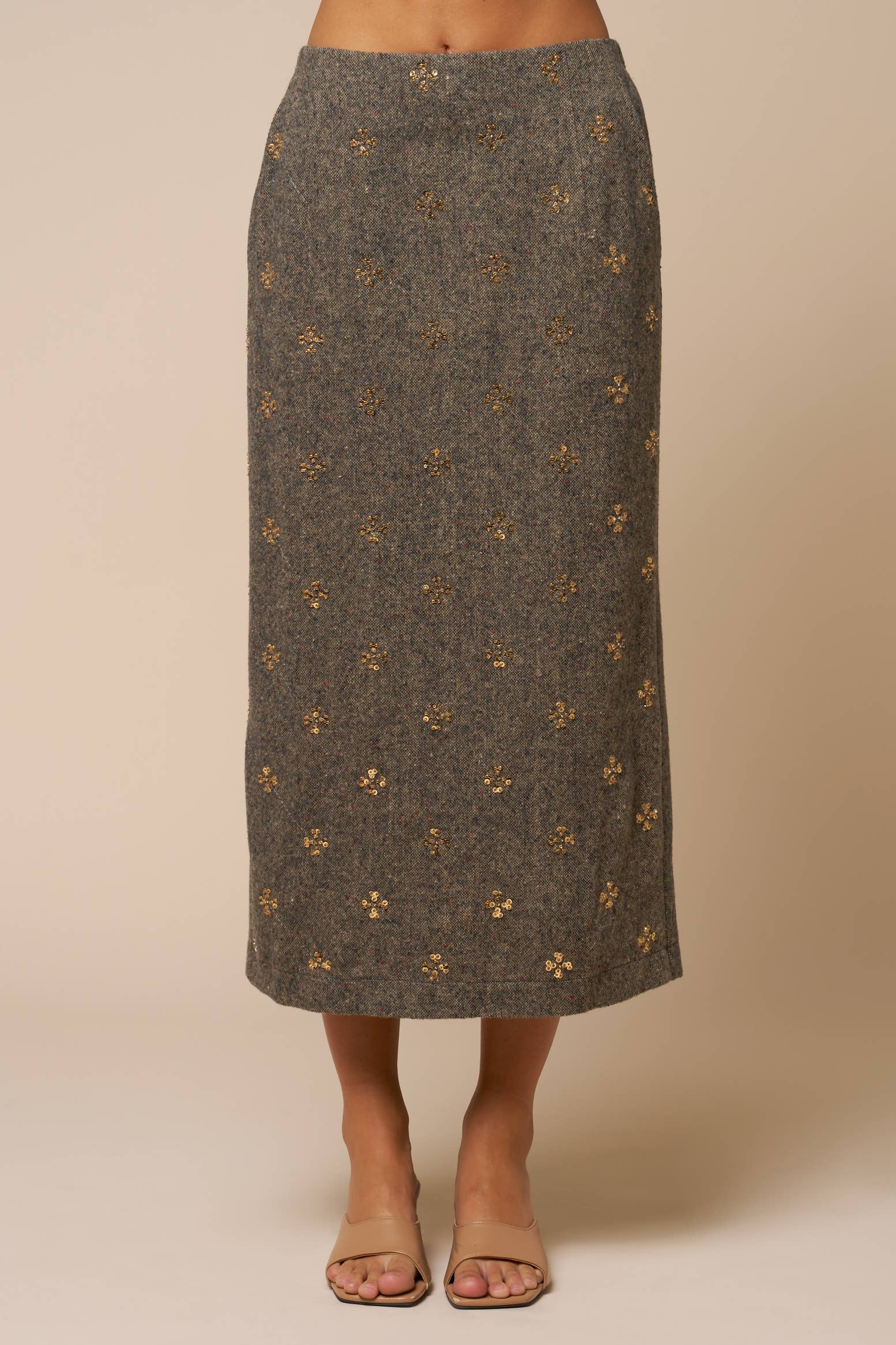 Champagne Petals Midi Skirt