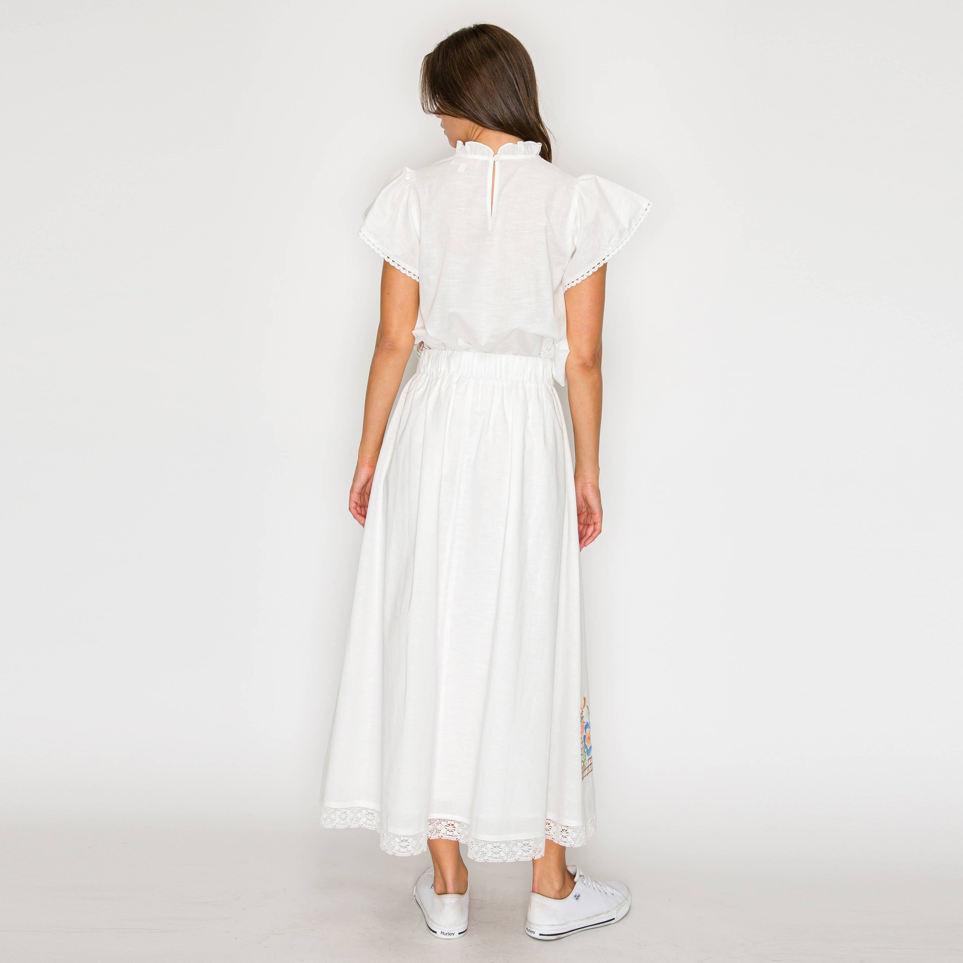 Heirloom Garden Embroidered Midi Skirt