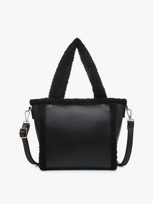 Sherpa Trim Satchel/Crossbody