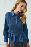 Denim Charm Peplum Blouse