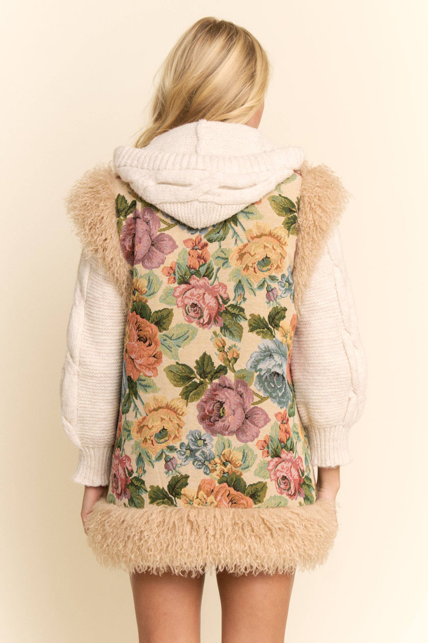Jacquard Bodice Faux Fur Vest
