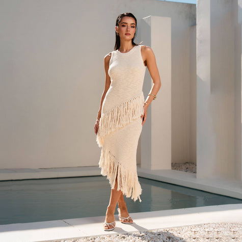 La Vita Fringe Knit Dress