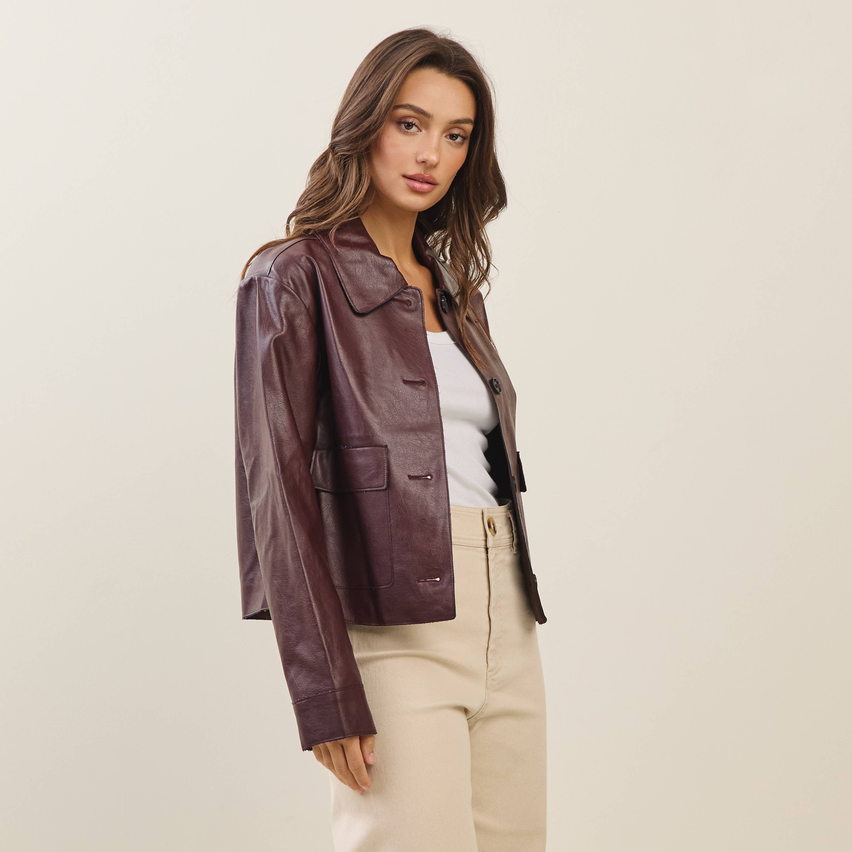 Vegan Leather Jacket | Bordeaux