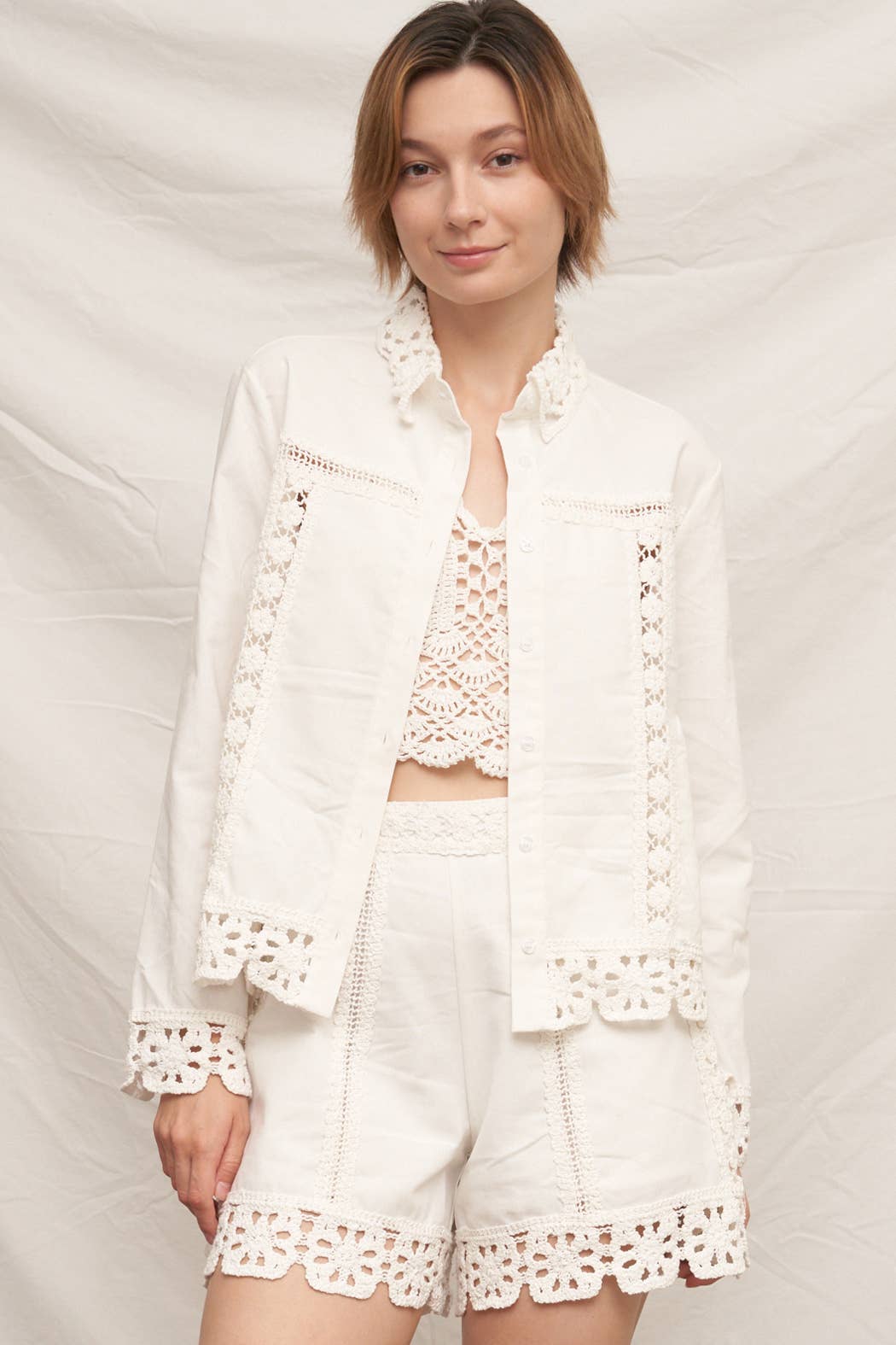 Patch Crochet Trim Shorts