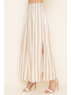 Stripe Side-Slit Skirt