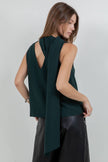 Soft Woven Sleeveless Blouse with Scarf