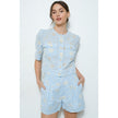 Cotton Embroidered Eyelet Cropped Button-Up Top & Short Set