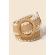Wooden Round Buckle Braided Belt | Khaki