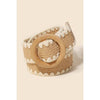 Wooden Round Buckle Braided Belt | Khaki