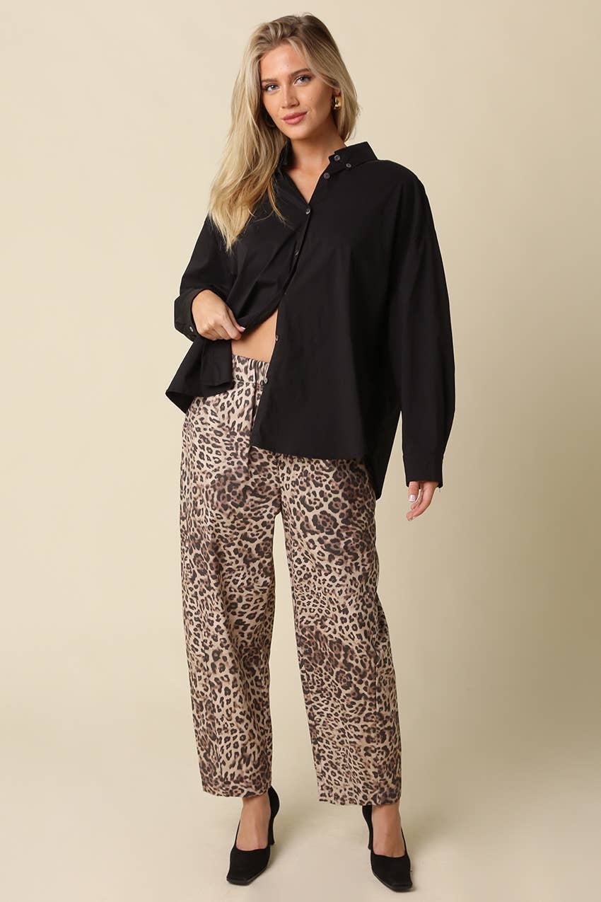 Camille Leopard Barrel Pants