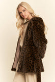 Faux Fur Leopard Print Hooded Jacket