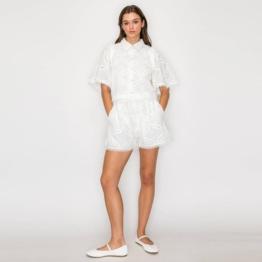 Pure White Cotton Shorts