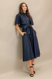 Denim Capelet Midi Dress