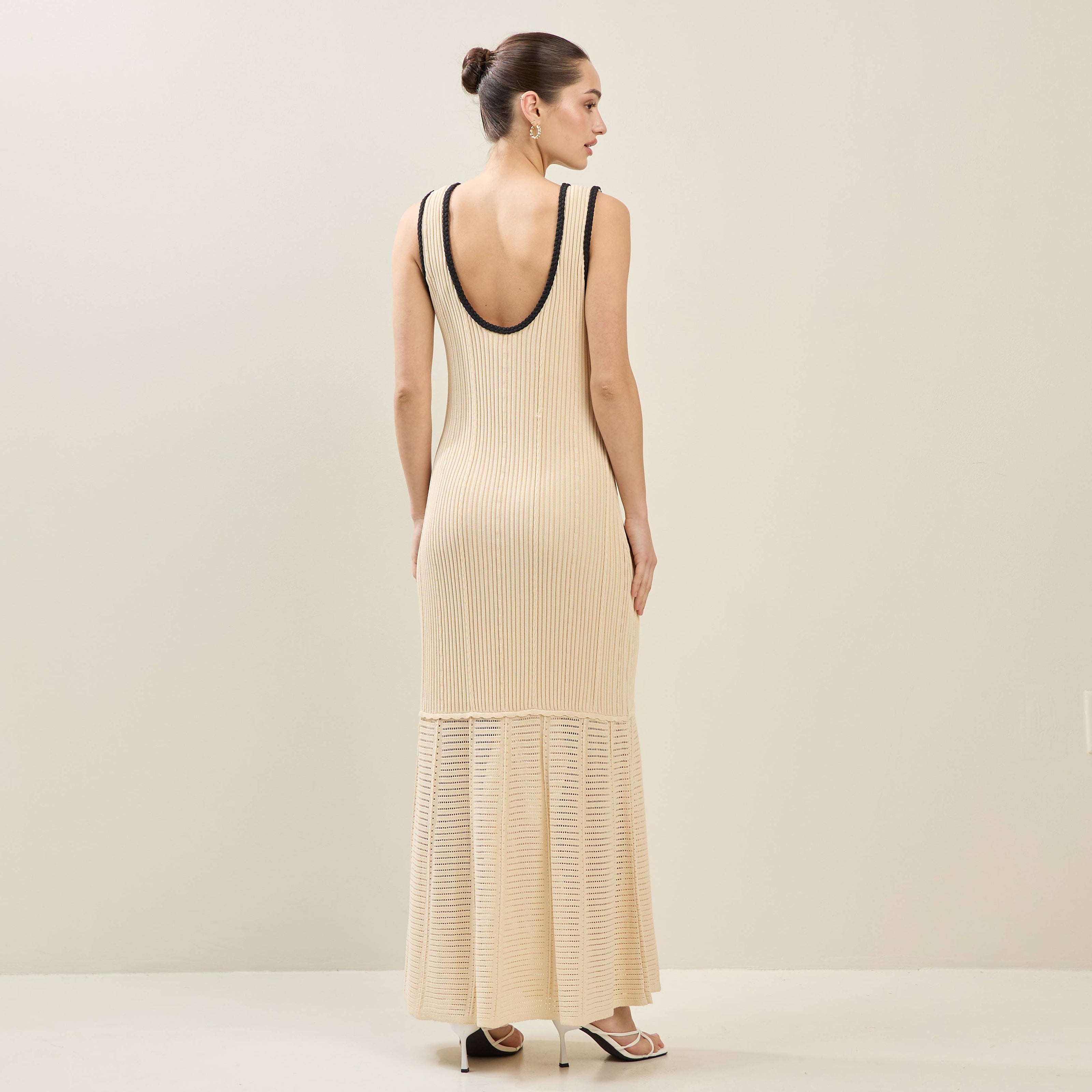 Contrast Trim Knit Maxi Dress
