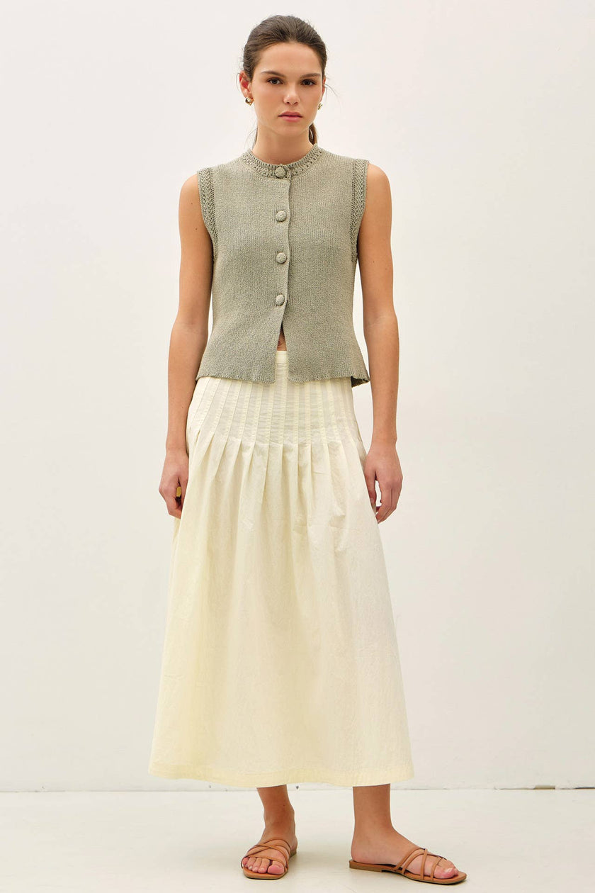 The Palazzo Pleat Midi Skirt