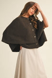 Button Closure Cape Cardigan | Espresso