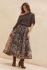 Floral-Print Organza Pleated Midi Skirt